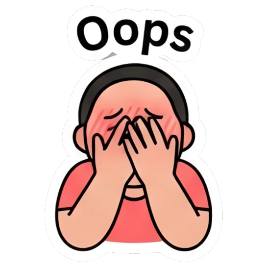 Boy covering his face with hands in an oops gesture. Daily Mood Doodle Boy sticker for expressive chats and social replies.