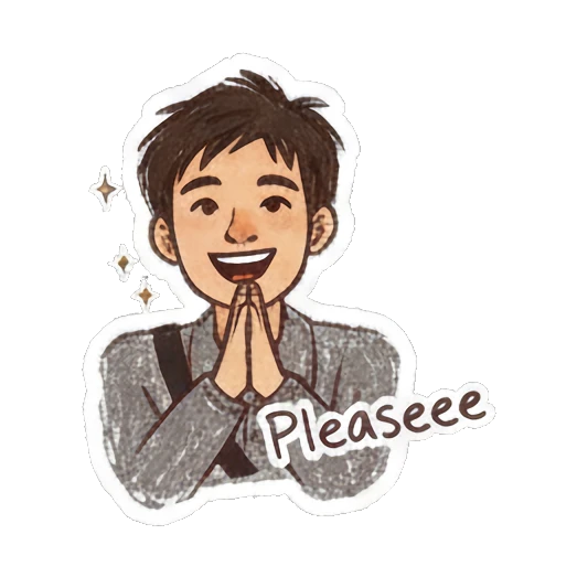 Boy pleading with hands together Doodle Boy Daily Vibes sticker for expressive chats and social replies.
