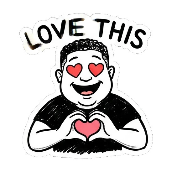 男士双手比心表示爱意 Doodle Guy Daily Vibes sticker for expressive chats and social replies.