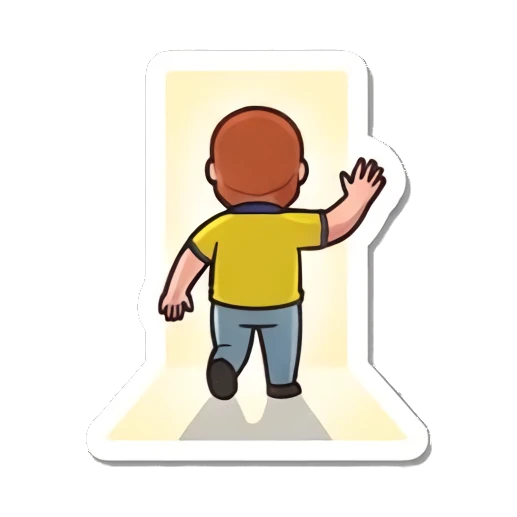 Red-bearded man walking away and waving goodbye. Red-Bearded Football Fan sticker for expressive chats and social replies.