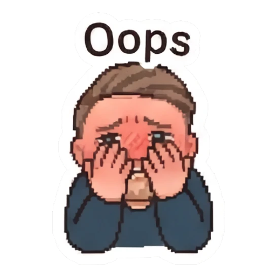 Embarrassed man covering his face with his hands. Pixel Guy Daily Vibes sticker for expressive chats and social replies.