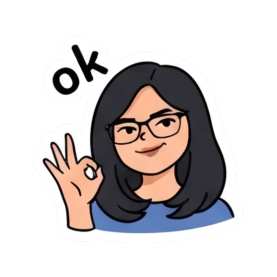 Girl making ok gesture with glasses, text 'ok' Daily Life of a Cool Girl sticker for expressive chats and social replies.
