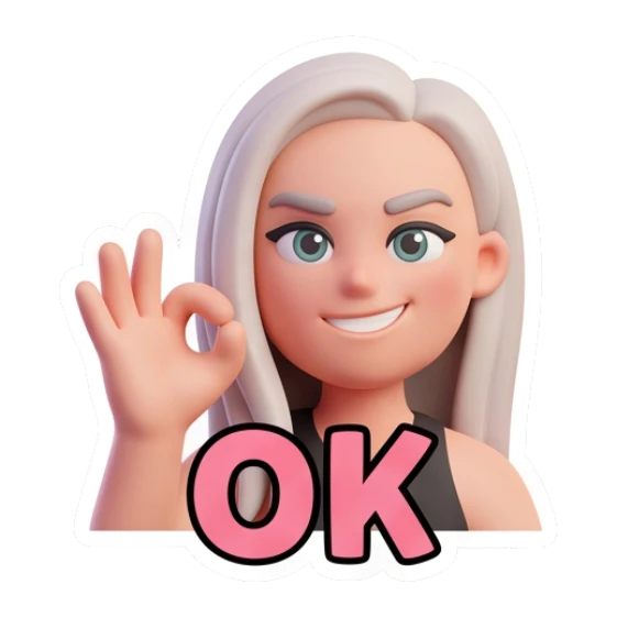 Blonde girl making an OK hand gesture with a confident smile. Blonde Girl Daily Vibes sticker for expressive chats and social replies.