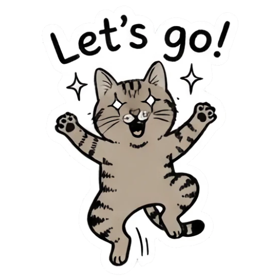 Excited cat jumping for joy Doctor Tabby Cat Daily sticker for expressive chats and social replies.