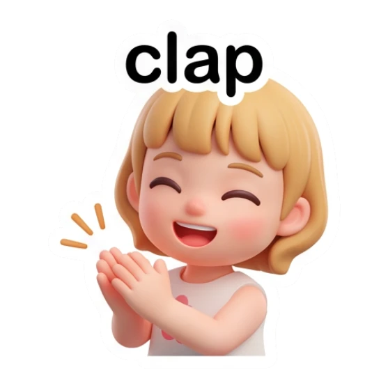 Blonde girl clapping hands with a cheerful smile Blonde Girl Daily Vibes sticker for expressive chats and social replies.