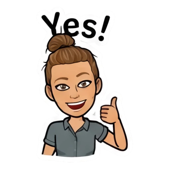 Girl with bun giving a thumbs up, smiling, text Yes Daily Moods of a Girl sticker for expressive chats and social replies.