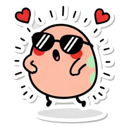 Happy egg with heart symbols Cool Egg Vibes sticker for expressive chats and social replies.