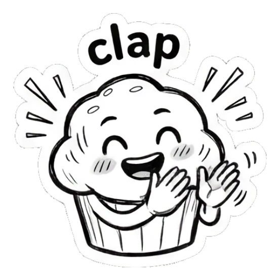 Muffin clapping hands happily Muffin Moods sticker for expressive chats and social replies.