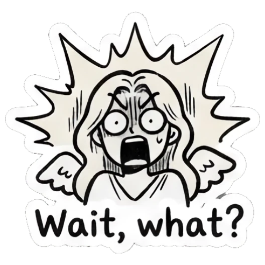 Angel girl looking shocked with an explosive background effect. Little Angel Doodle Diary sticker for expressive chats and social replies.