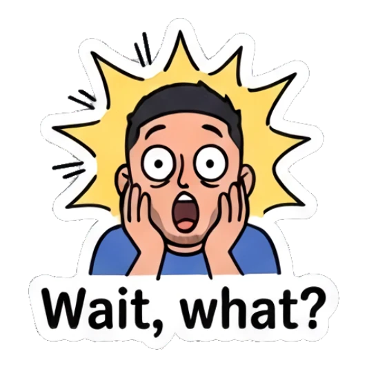 Young man with wide eyes and hands on cheeks, looking shocked and surprised. Daily Vibe Guy sticker for expressive chats and social replies.