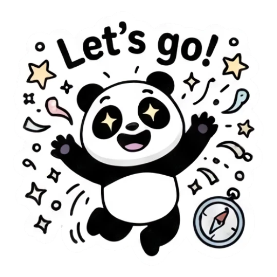 Excited panda saying Let's go jumping Keith Haring Style Panda sticker for expressive chats and social replies.