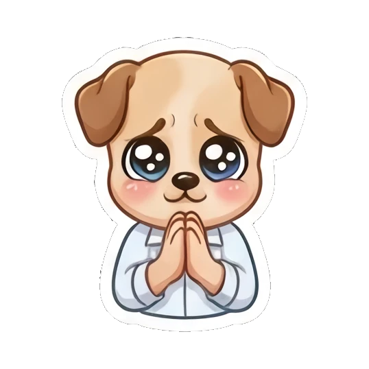 Puppy-faced boy with pleading eyes and hands together Little Curly Boy Expressions sticker for expressive chats and social replies.