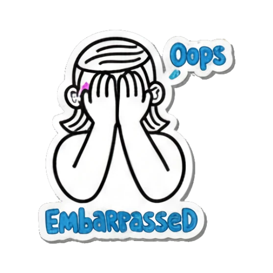 Girl covering face in embarrassment with text OOPS Keith Haring Style Doodles sticker for expressive chats and social replies.