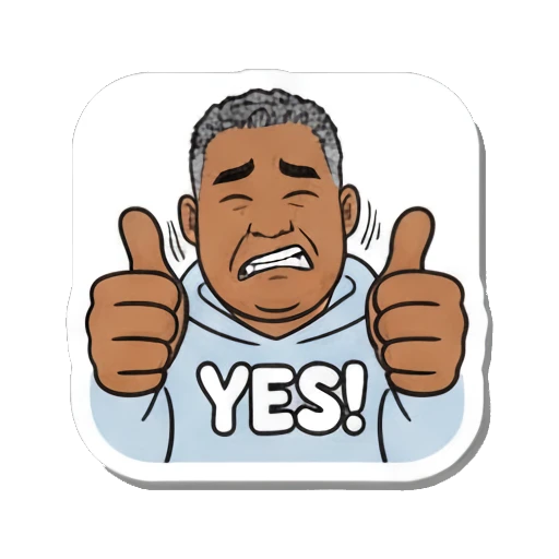 Man giving double thumbs up with a happy expression Daily Duo Vibes sticker for expressive chats and social replies.
