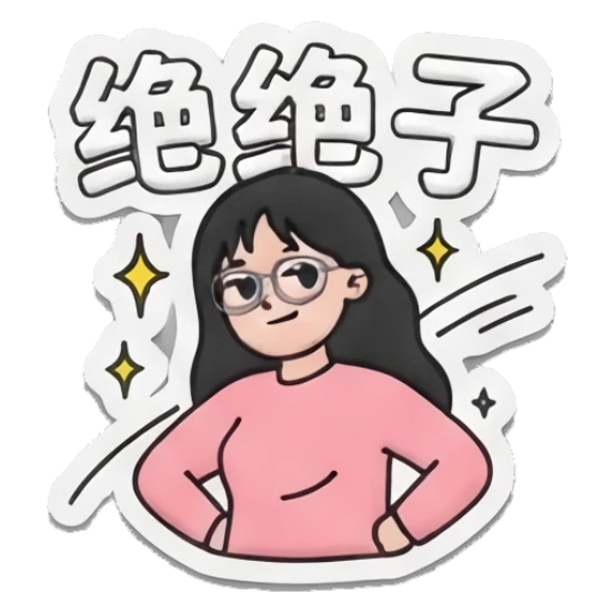Girl with glasses hands on hips, looking confident Cheerful Glasses Girl Daily sticker for expressive chats and social replies.