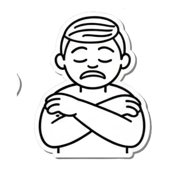 Boy looking sad with crossed arms Keith Haring Style Doodles sticker for expressive chats and social replies.