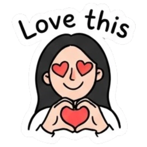 Girl forming a heart shape with hands and heart eyes Daily Life of a Cool Girl sticker for expressive chats and social replies.