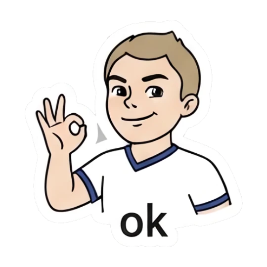 A boy making an OK gesture with a confident smile. Daily Life of a Cartoon Boy sticker for expressive chats and social replies.