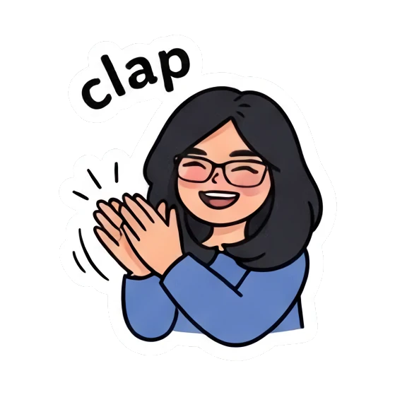 Girl clapping hands, text 'clap' Daily Life of a Cool Girl sticker for expressive chats and social replies.