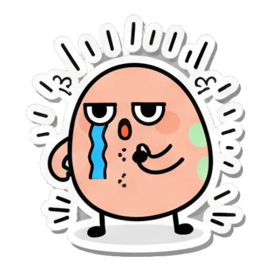 Sad egg with tears and a confused expression. Little Egg Emotions sticker for expressive chats and social replies.