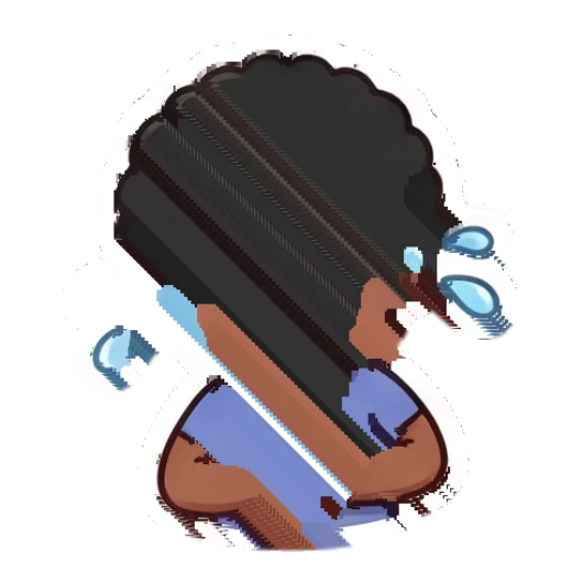 Curly-haired boy laughing hysterically with tears of joy Cheerful Afro Boy Daily sticker for expressive chats and social replies.