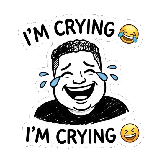 男士大笑流泪表示好笑 Doodle Guy Daily Vibes sticker for expressive chats and social replies.