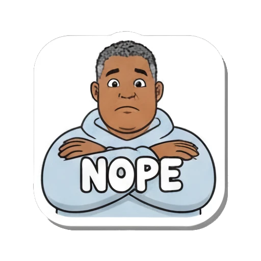 Man with arms crossed looking skeptical Daily Duo Vibes sticker for expressive chats and social replies.