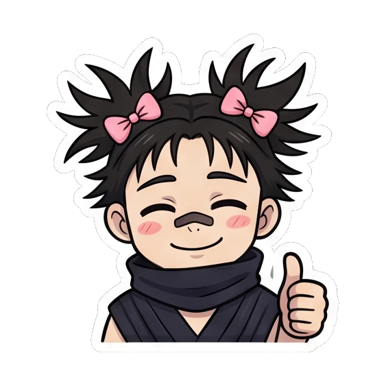 Ninja girl giving a thumbs up with a cheerful smile. Spiky Hair Ninja Girl sticker for expressive chats and social replies.