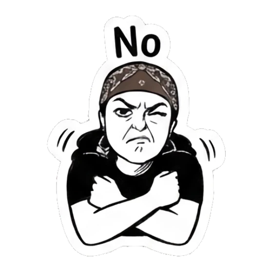 Girl with bandana arms crossed, rejecting Bandana Girl Daily Vibes sticker for expressive chats and social replies.