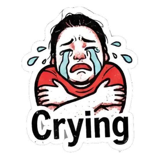 Girl crying with hands on shoulders and Crying text Punk Girl Daily Vibes sticker for expressive chats and social replies.