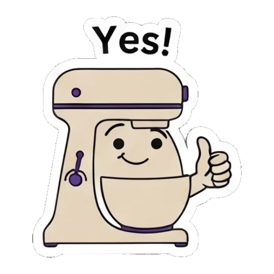 Mixer giving a thumbs up Kitchen Mixer Moods sticker for expressive chats and social replies.