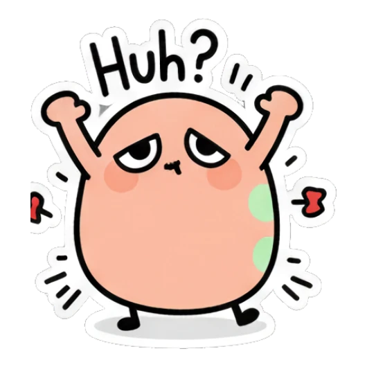 Confused egg with arms up and Huh text Doodle Egg Moods sticker for expressive chats and social replies.