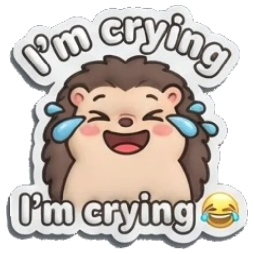Hedgehog laughing with tears of joy Puffy Hedgehog Daily sticker for expressive chats and social replies.