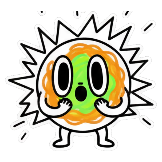 Noodle character shocked with wide eyes and text 'Wait, what?' Scribble Noodle Pals sticker for expressive chats and social replies.