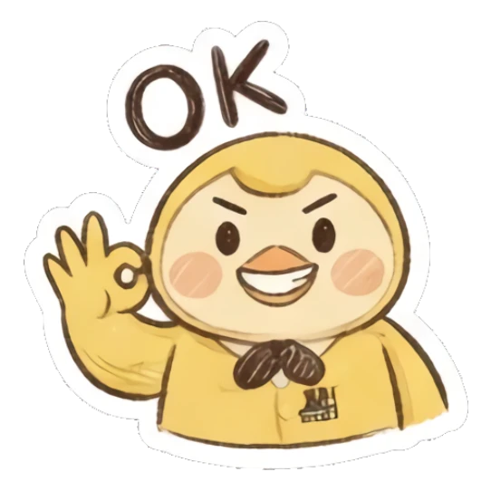 Yellow chick making an OK gesture with a confident smile. Fluffy Yellow Chick Daily sticker for expressive chats and social replies.