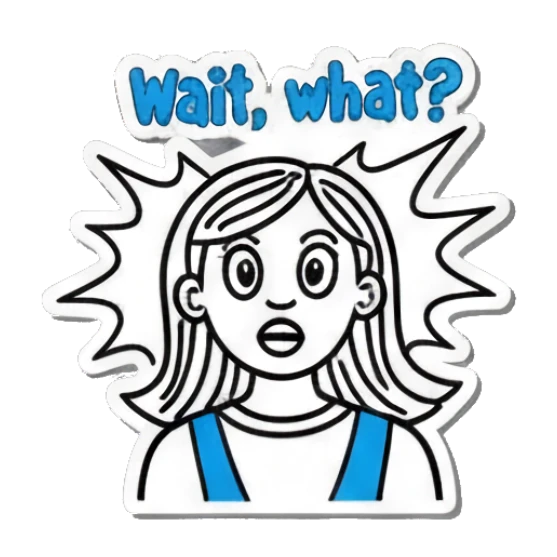 Girl looking surprised with text Wait what Keith Haring Style Doodles sticker for expressive chats and social replies.