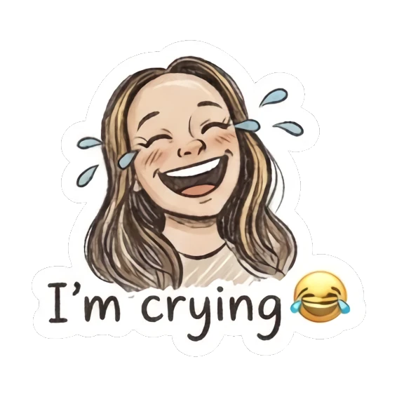 Girl laughing with tears of joy Doodle Girl Daily Life sticker for expressive chats and social replies.
