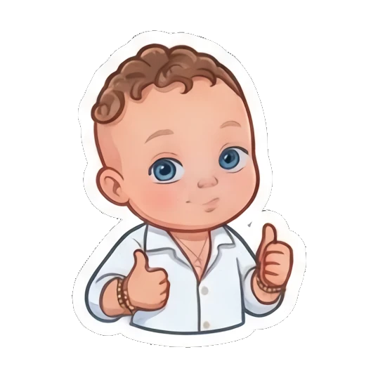 Curly boy giving a double thumbs-up with a friendly smile Little Curly Boy Expressions sticker for expressive chats and social replies.