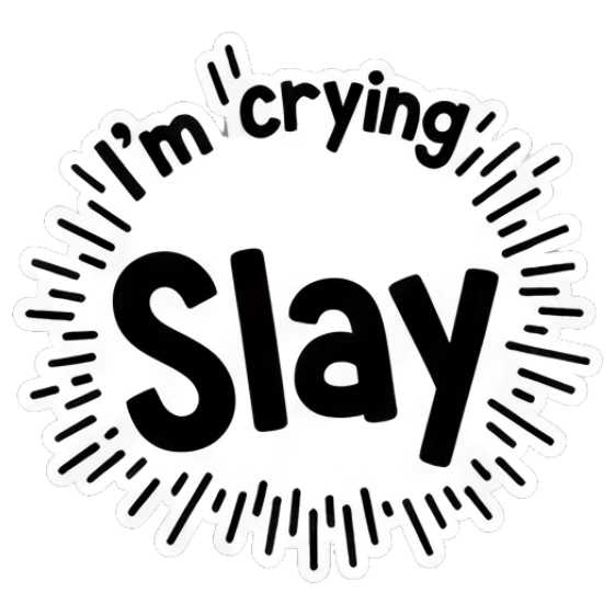Confident egg character with bold text saying Slay. Doodle Egg Expressions sticker for expressive chats and social replies.