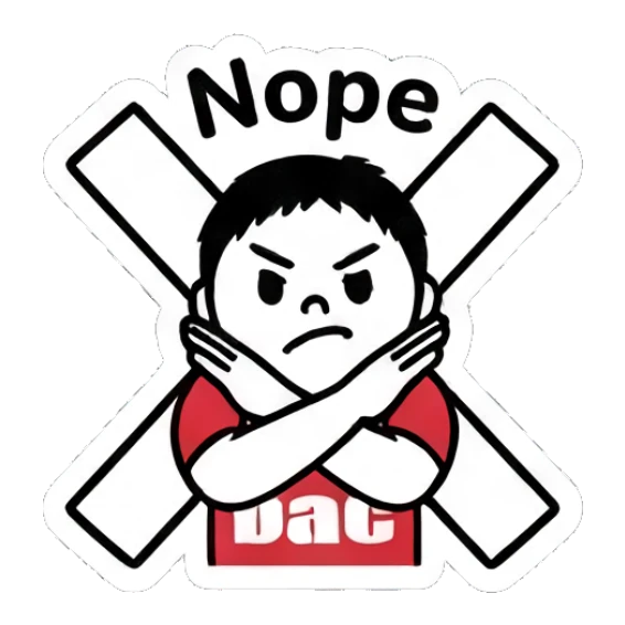 Soccer boy crossing arms in a rejection pose with 'Nope' text Keith Haring Style Soccer Boy sticker for expressive chats and social replies.
