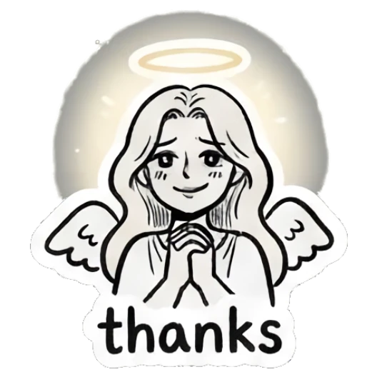 Angel girl with a halo praying gratefully. Little Angel Doodle Diary sticker for expressive chats and social replies.