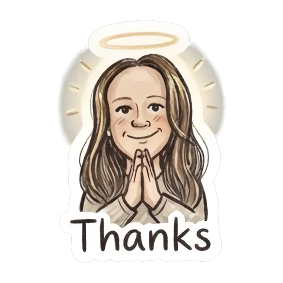 Girl with halo praying with thankful expression Doodle Girl Daily Life sticker for expressive chats and social replies.