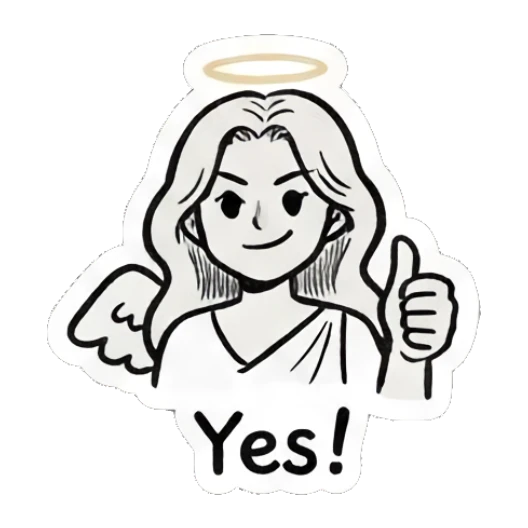 Angel girl giving a thumbs up with a cheerful grin. Little Angel Doodle Diary sticker for expressive chats and social replies.