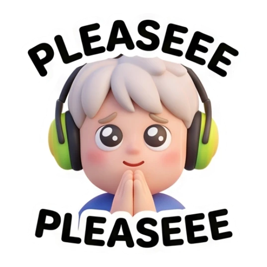Pleading boy with puppy eyes and hands together saying Please Gamer Boy Daily Life sticker for expressive chats and social replies.