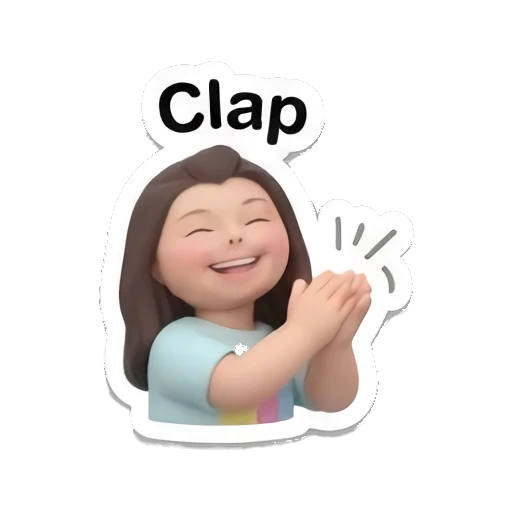 Happy girl clapping hands with text Clap Little Girl Daily Vibes sticker for expressive chats and social replies.