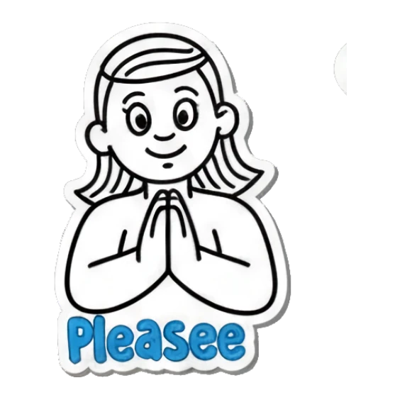 Girl praying with text Please Keith Haring Style Doodles sticker for expressive chats and social replies.