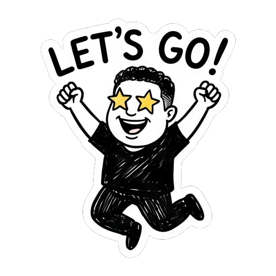 男士跳跃欢呼表示兴奋 Doodle Guy Daily Vibes sticker for expressive chats and social replies.