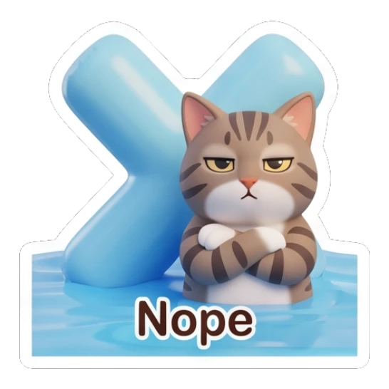 Tabby cat crossing arms in front of a big X, text Nope Tabby Cat Daily Vibes sticker for expressive chats and social replies.