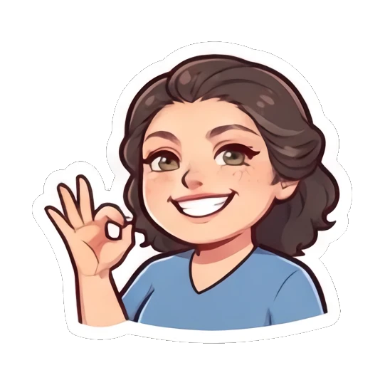 Young woman making an OK hand gesture with a confident smile Cheerful Brunette Daily Life sticker for expressive chats and social replies.