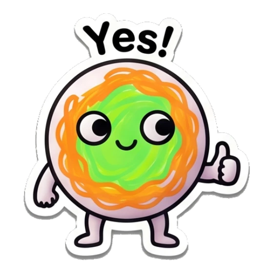 Citrus character smiling and giving a thumbs up with text Yes! Citrus Buddy Adventures sticker for expressive chats and social replies.